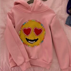 Lola + The Boys Pink Sequin Emoji Hoodie